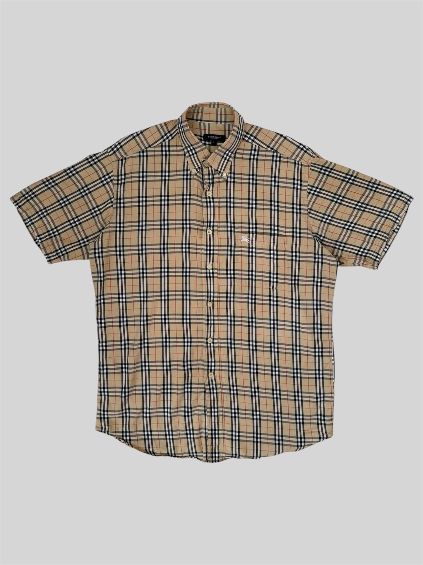 Vintage Burberry 90s Nova Check Button Up Shirt Beige Large