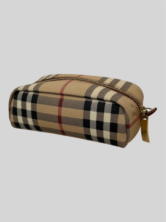 Vintage Burberry Nova Check Small Travel Pouch Bag Beige Made In Italy