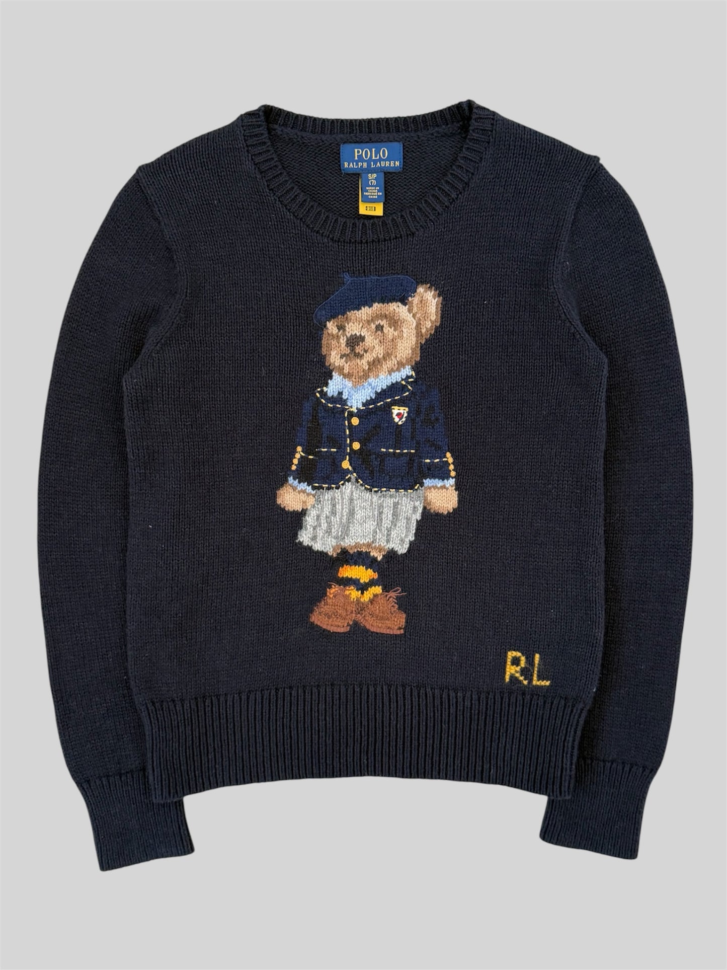 Authentic Polo Ralph Lauren Teddy Bear Knitted Pullover Jumper Navy S (7)