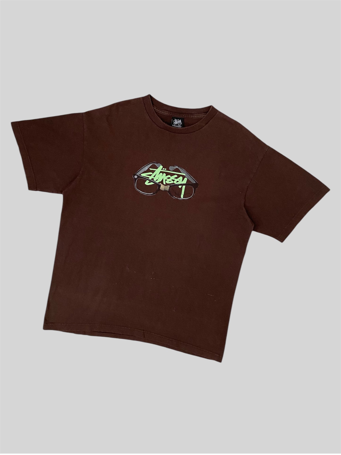 Vintage 2000s Stussy Spellout T Shirt Brown Large