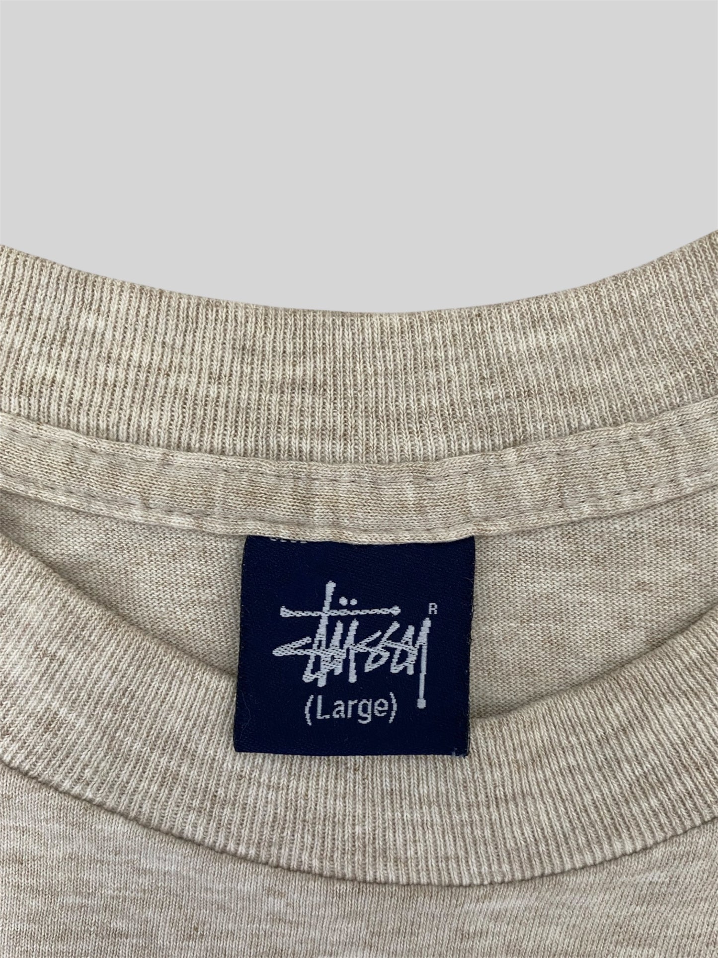 Vintage 90s Stussy Printed Rise And Shine Spellout T Shirt Beige Large