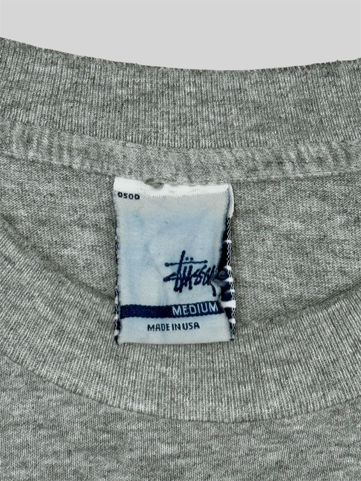 Vintage Stussy 2000s Spellout Graphic Print T Shirt Light Grey Medium