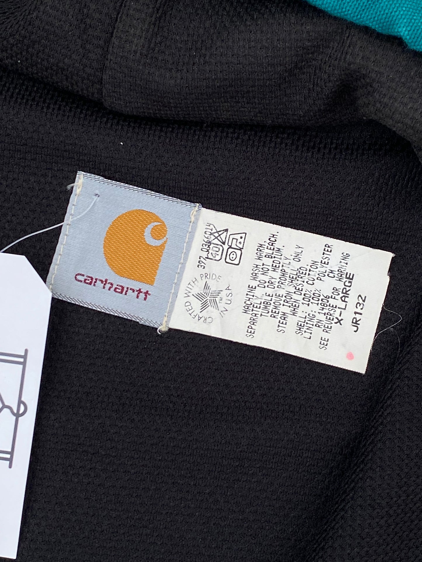 Vintage Carhartt 1997 Thin Lined Embroidered Active Jacket JR132 Green X-Large