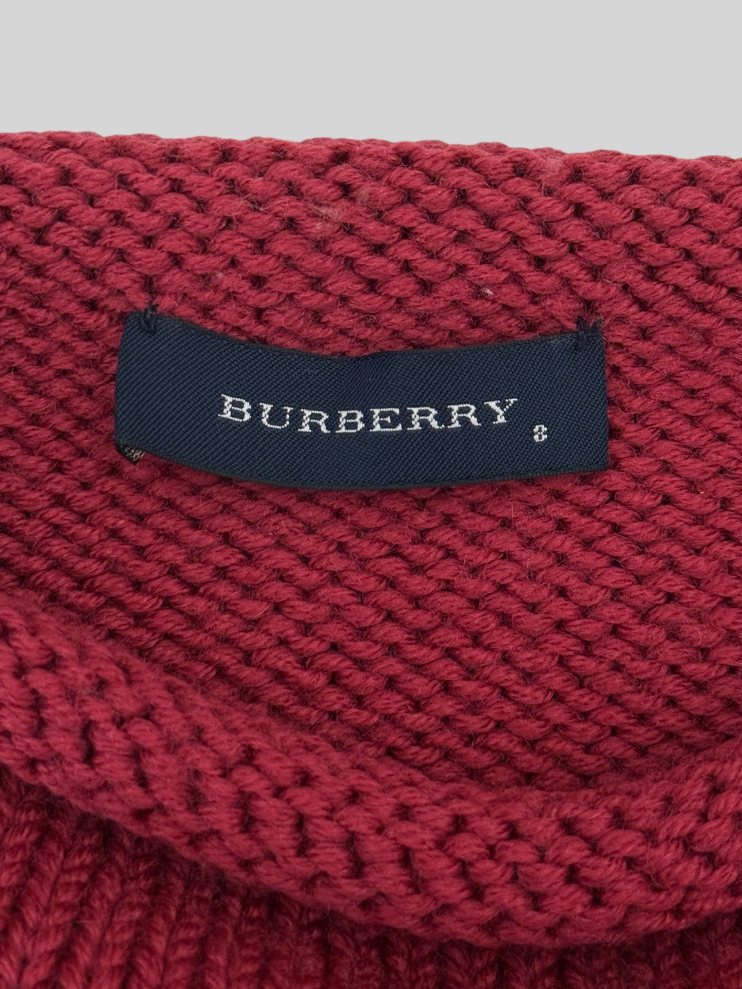 Vintage Burberry Kids Nova Check Emblem Knitted Jumper Red Age 8