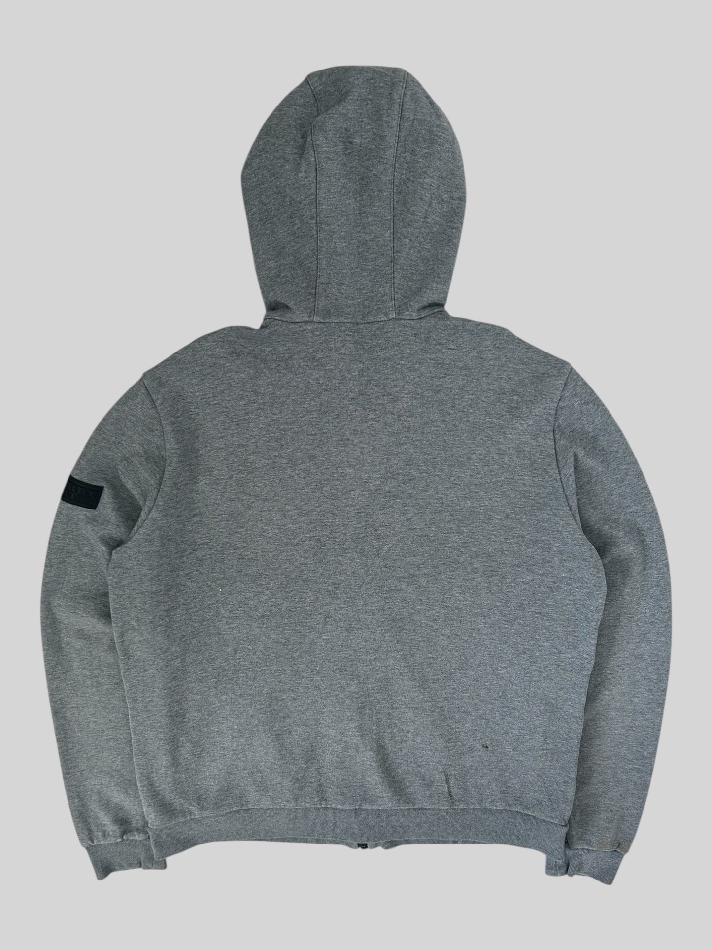Vintage Burberry Sport Spellout Full Zip Active Hoodie Light Grey Large