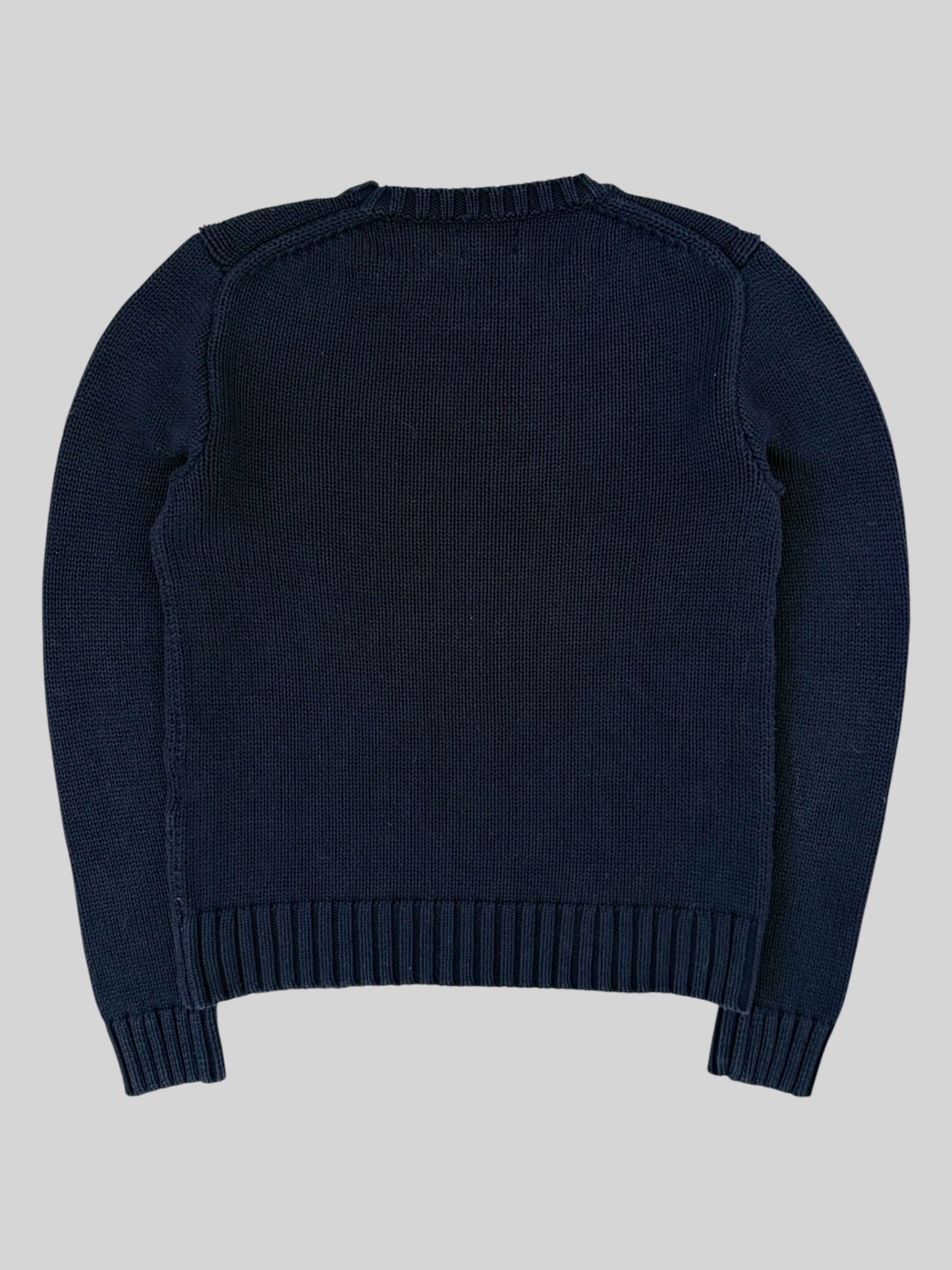 Authentic Polo Ralph Lauren USA Knitted Pullover Jumper Navy Medium *QR CODE*