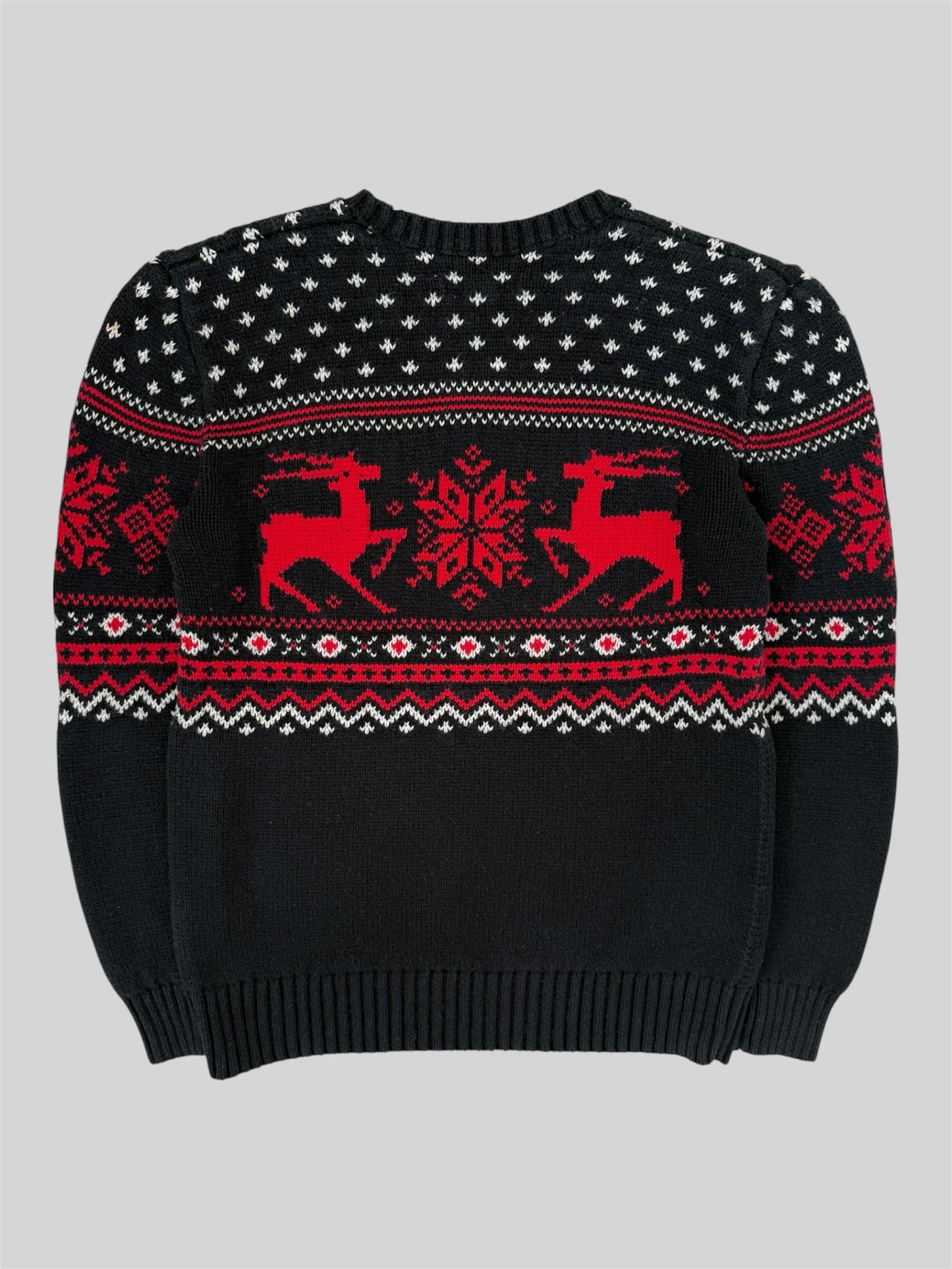 Authentic Polo Ralph Lauren 2010s Christmas Knitted Jumper Black Large (14-16)