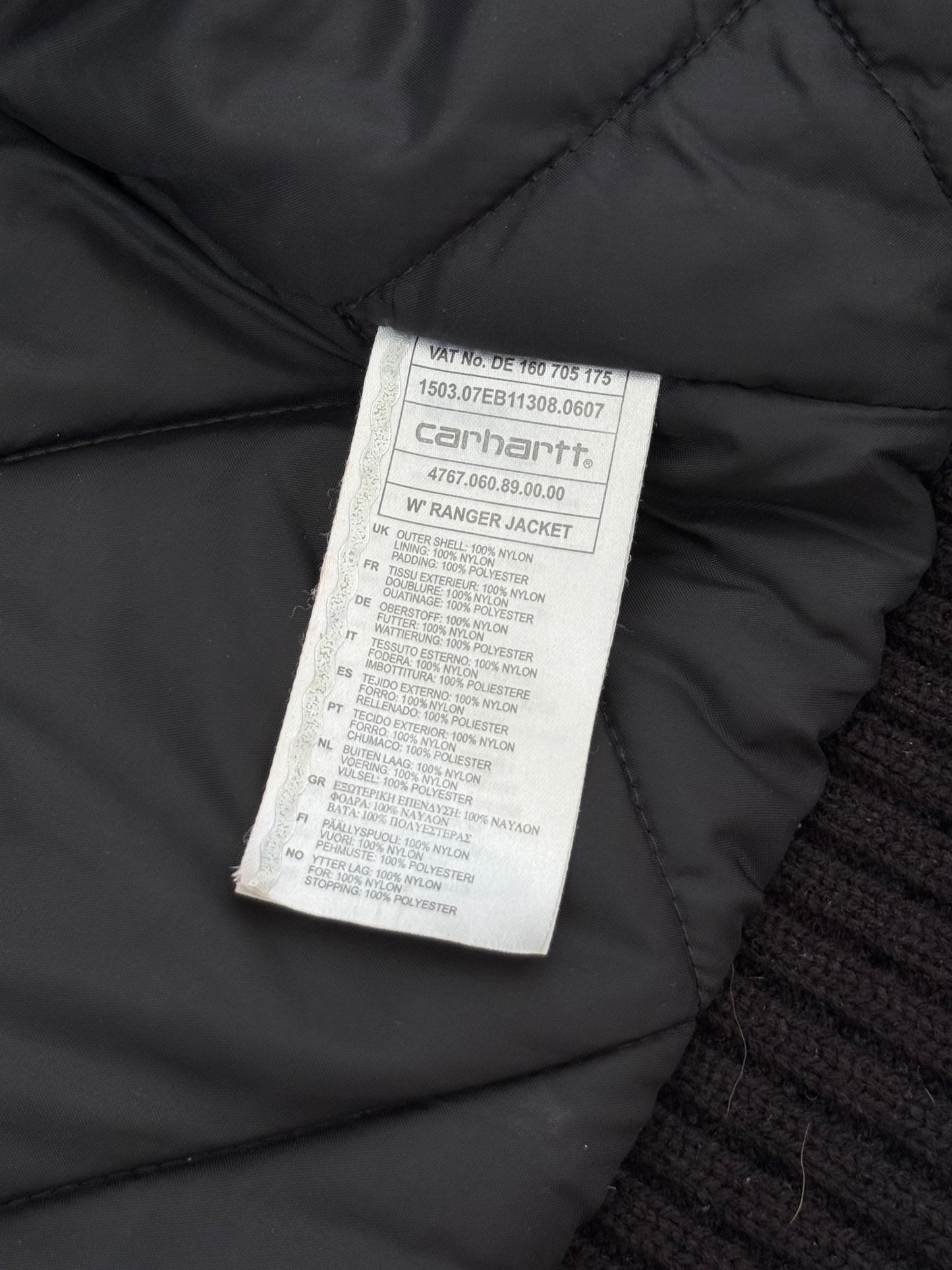 Modern Carhartt Embroidered Full Zip Cushion Lined Jacket Black Large