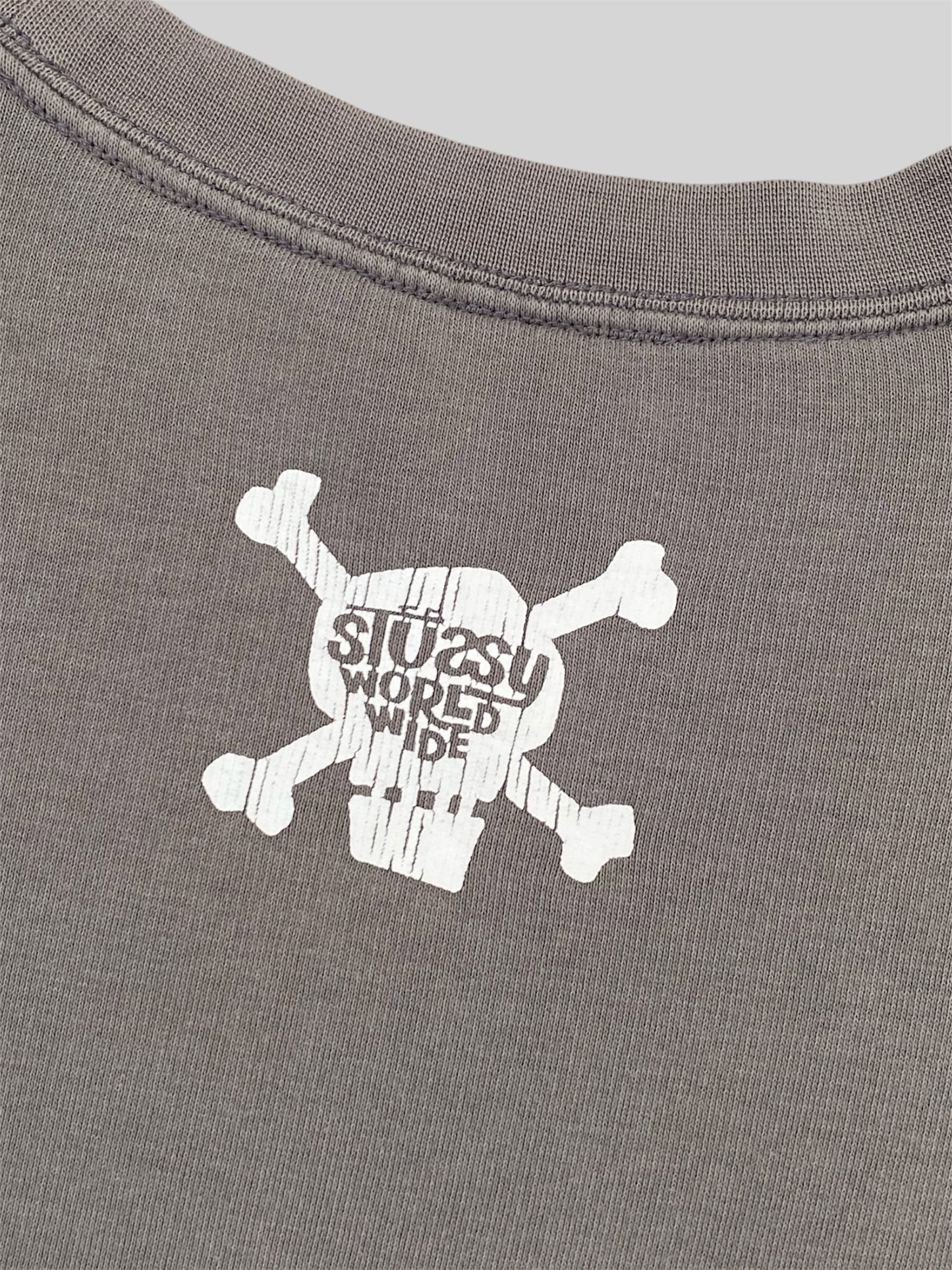 Vintage 2000s Stussy Spellout Pullover Sweatshirt Grey Small