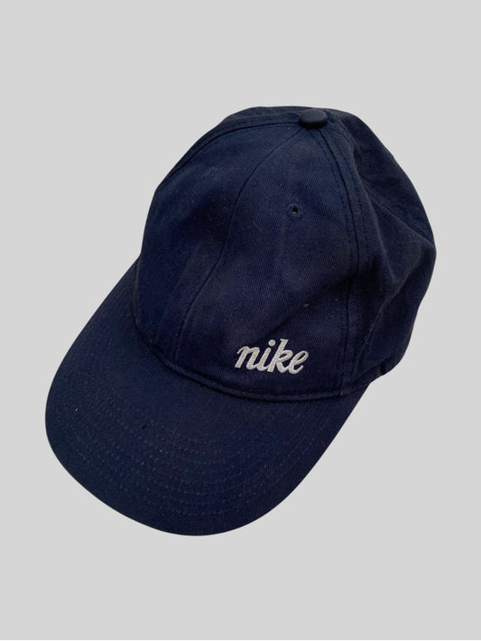 Vintage Nike Embroidered Spellout Baseball Cap Navy Youth One Size