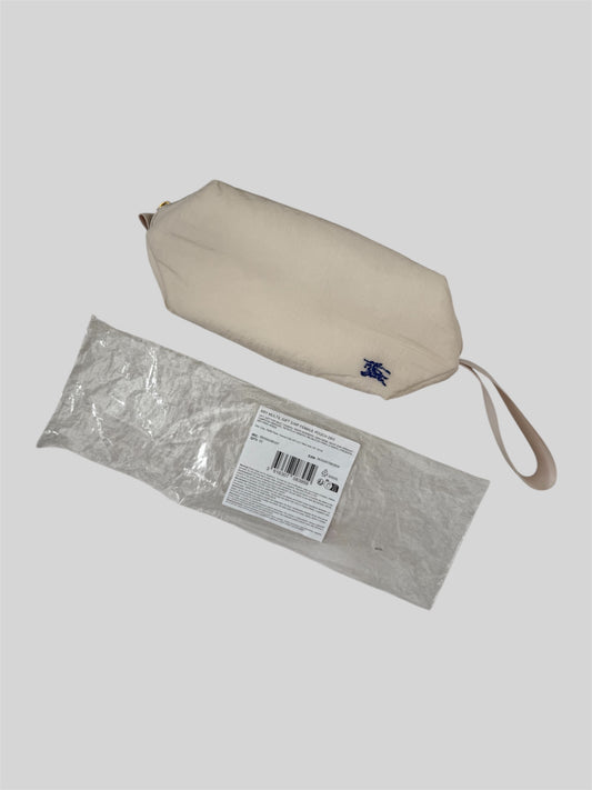 Brand New And Sealed Burberry Embroidered Small Makeup Travel Pouch Bag Cream