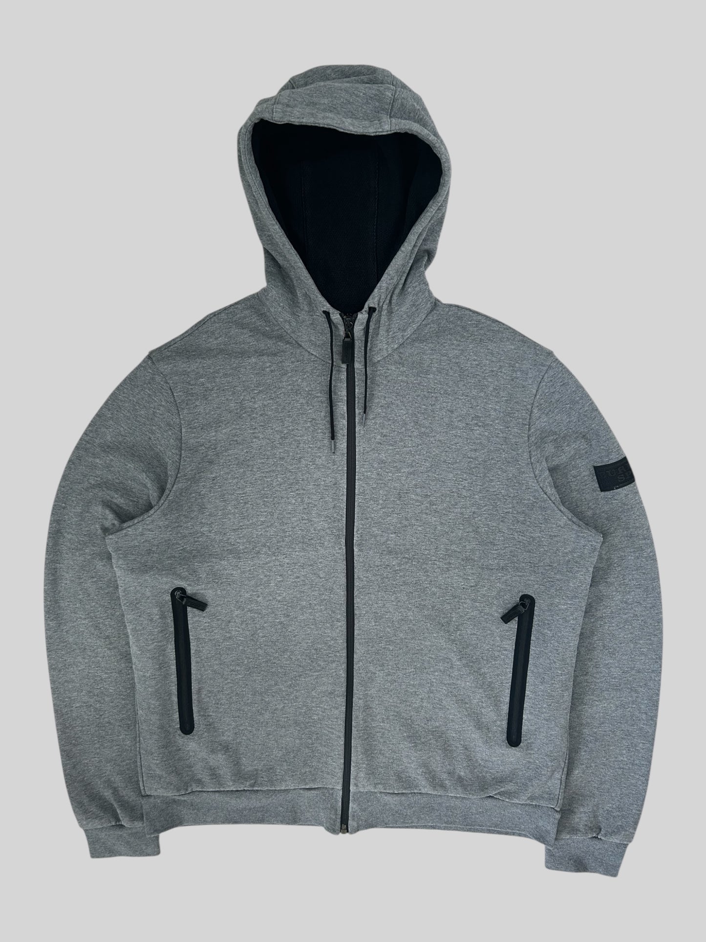Vintage Burberry Sport Spellout Full Zip Active Hoodie Light Grey Large