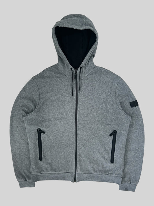 Vintage Burberry Sport Spellout Full Zip Active Hoodie Light Grey Large