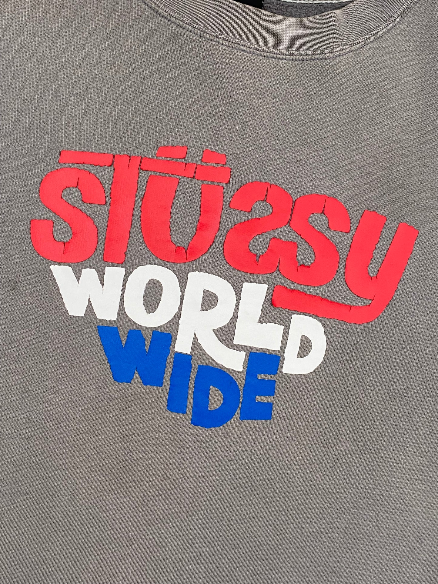 Vintage 2000s Stussy Spellout Pullover Sweatshirt Grey Small