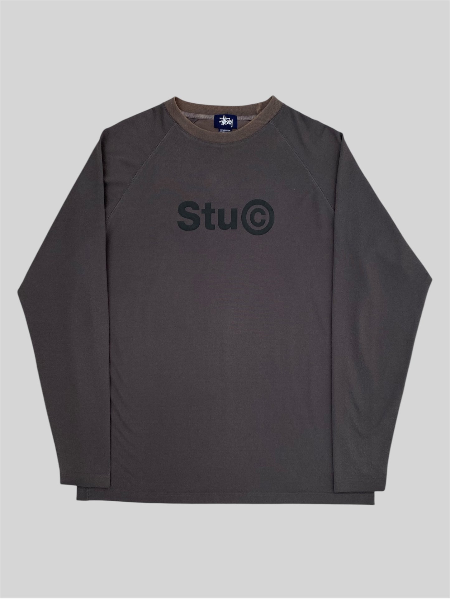 Vintage 90s Stussy Spellout Long Sleeve T Shirt Brown Large