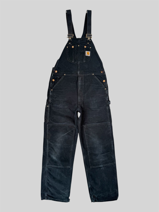 Vintage Carhartt 2016 Double Knee Dungaree Overalls R01 BLK Black W34 L34