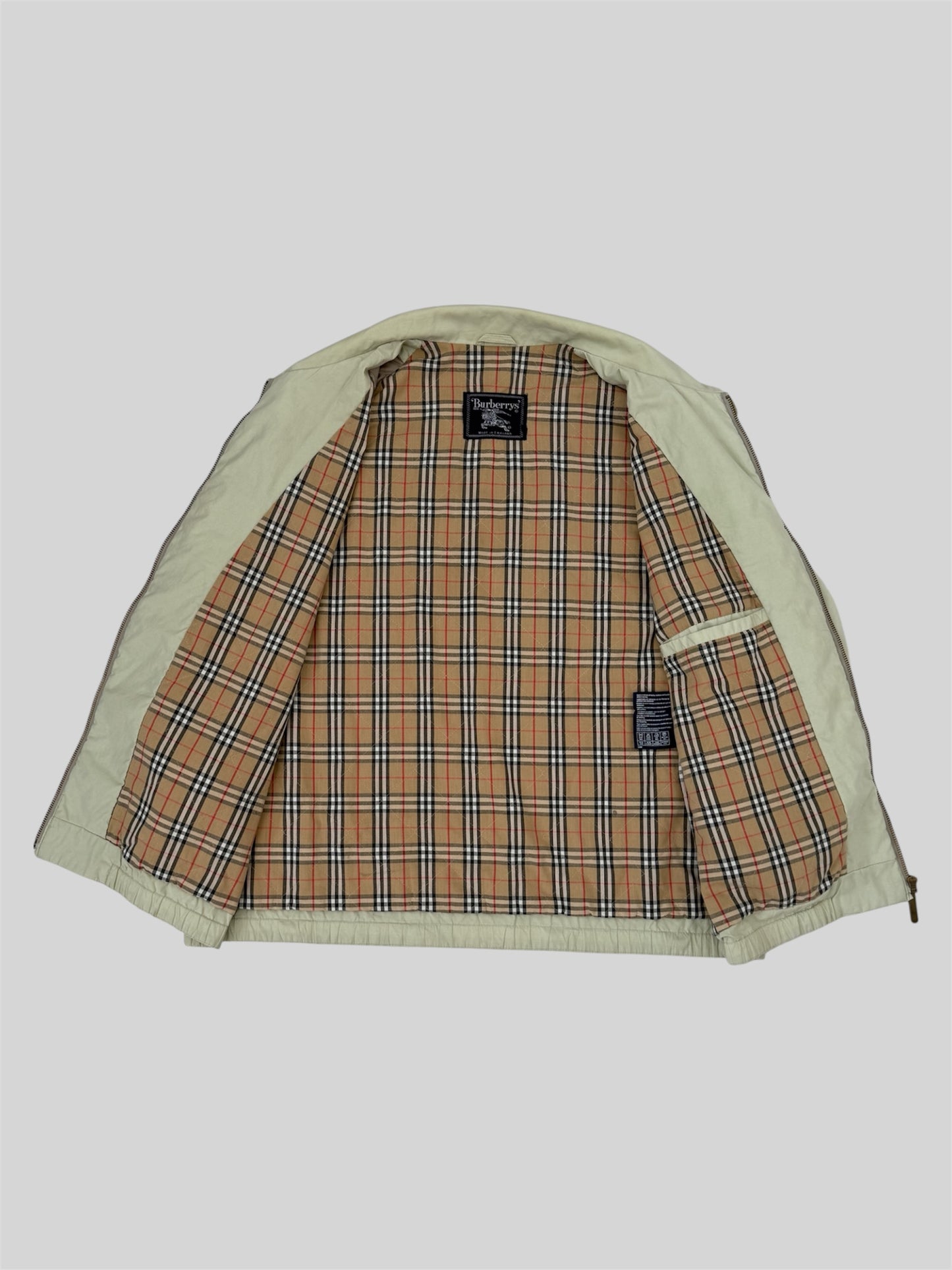 Authentic 1990s Burberry Nova Check Full Zip Coat Beige X-Large