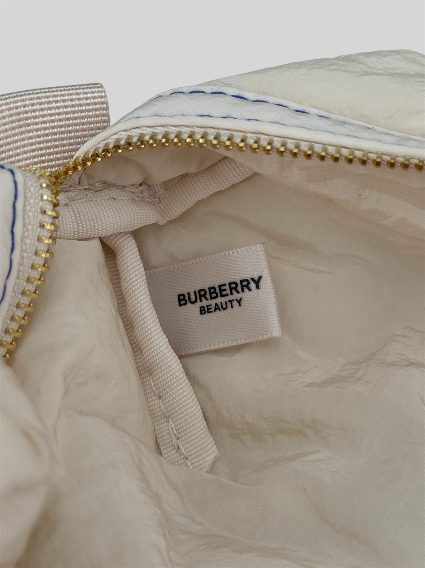 Brand New And Sealed Burberry Embroidered Small Makeup Travel Pouch Bag Cream