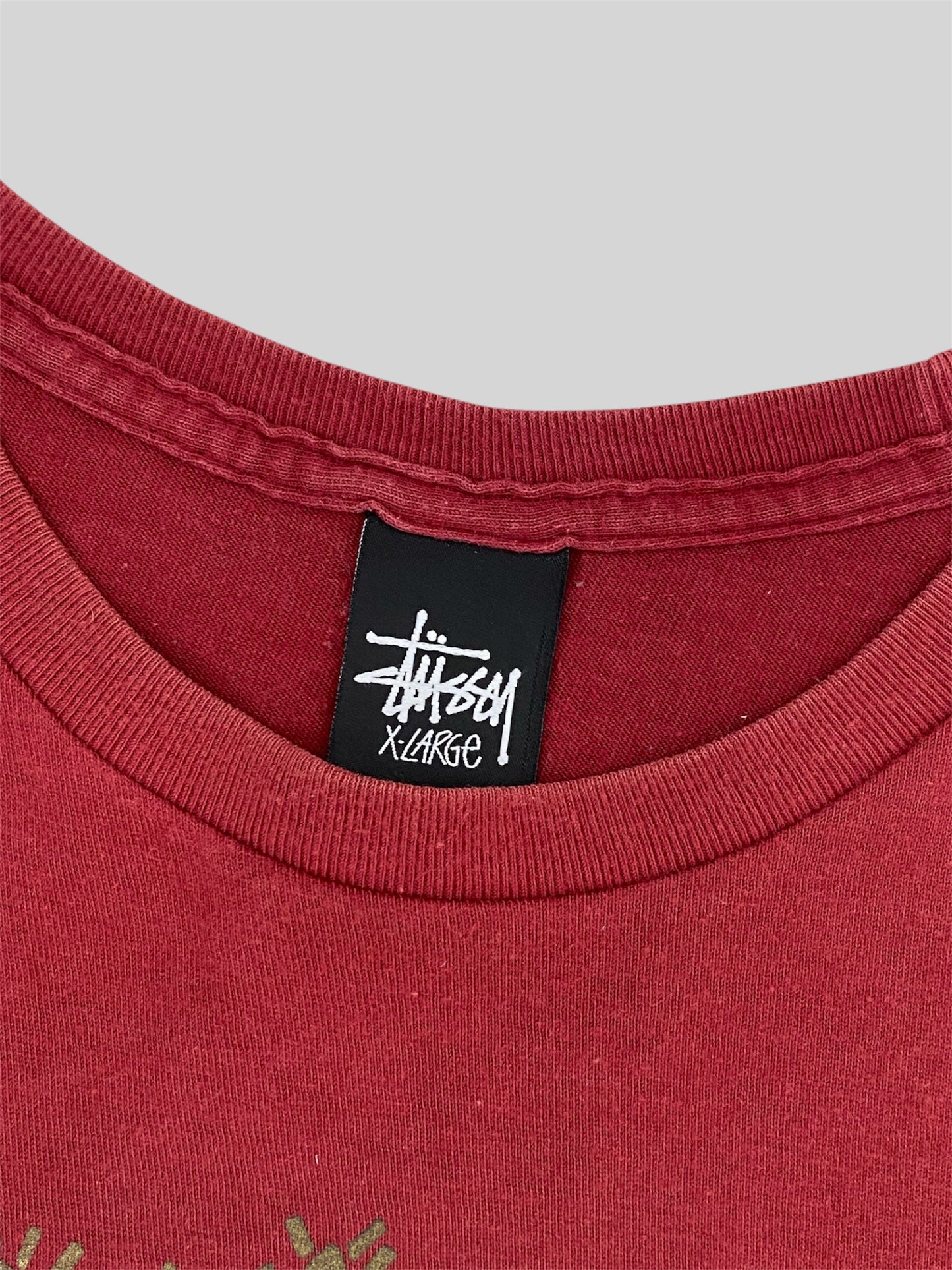 Vintage Stussy International Spellout T Shirt Red X-Large