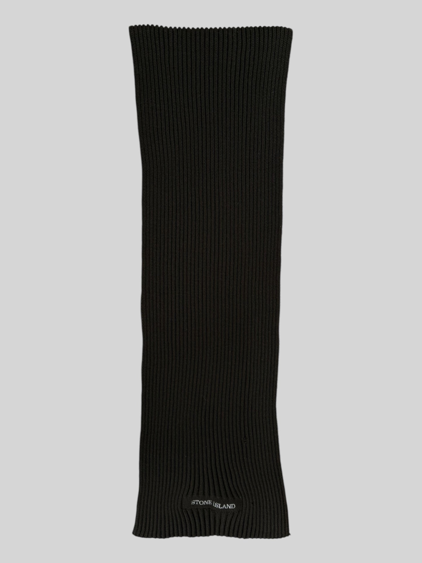 Vintage Stone Island 1990s Embroidered Spellout Long Neck Scarf Brown