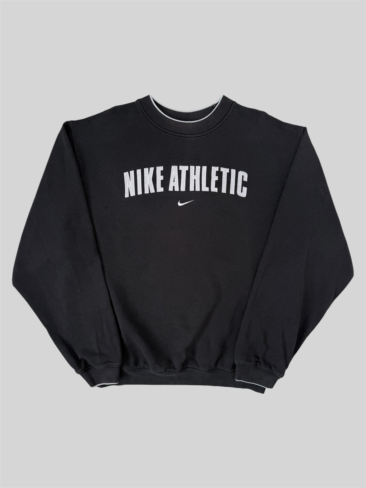 Vintage Nike Athletic Embroidered Pullover Sweatshirt Black Medium