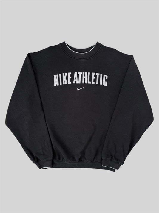 Vintage Nike Athletic Embroidered Pullover Sweatshirt Black Medium