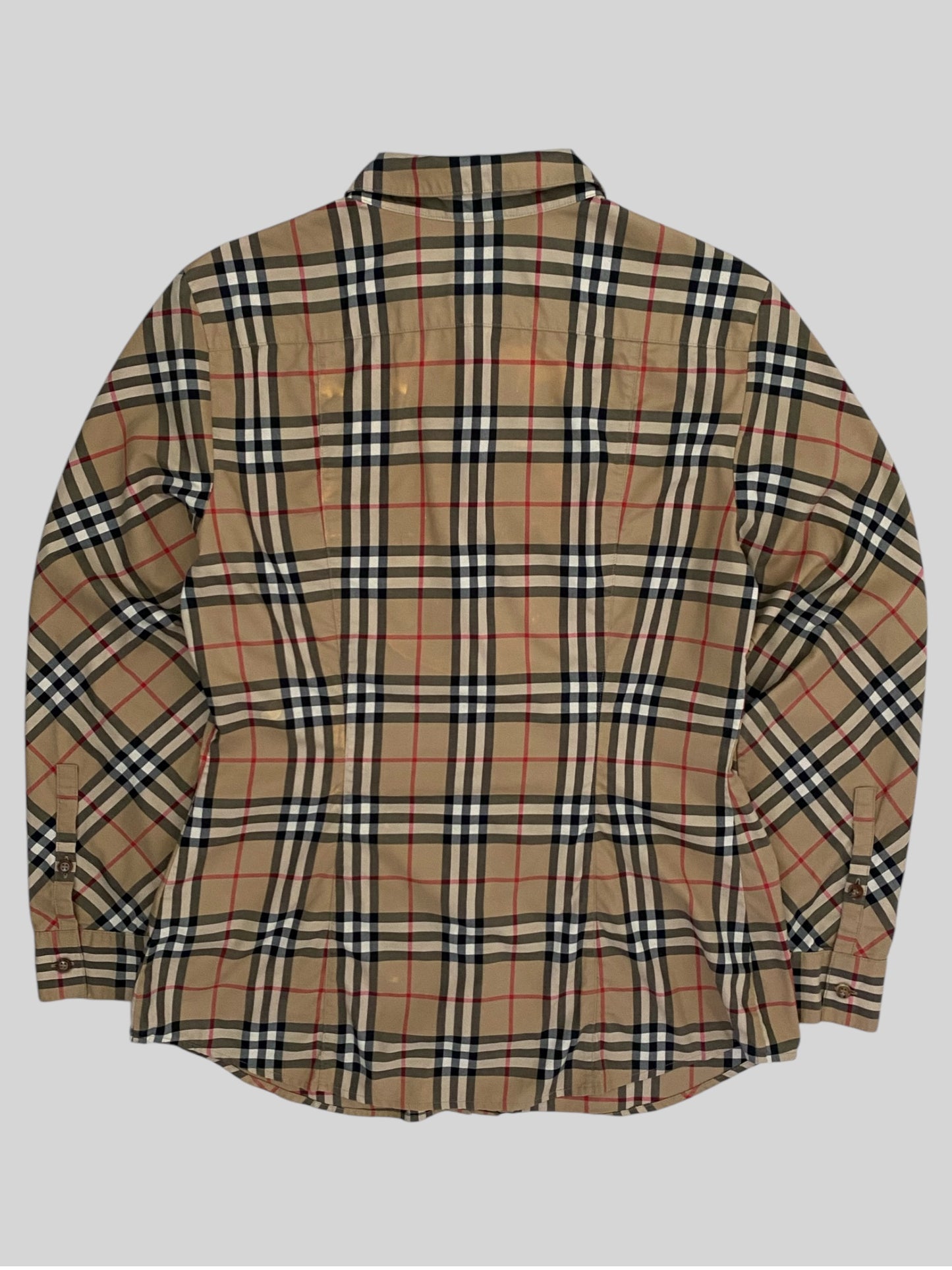 Burberry Women’s Long Sleeve Check Shirt Beige UK 12 £350RRP