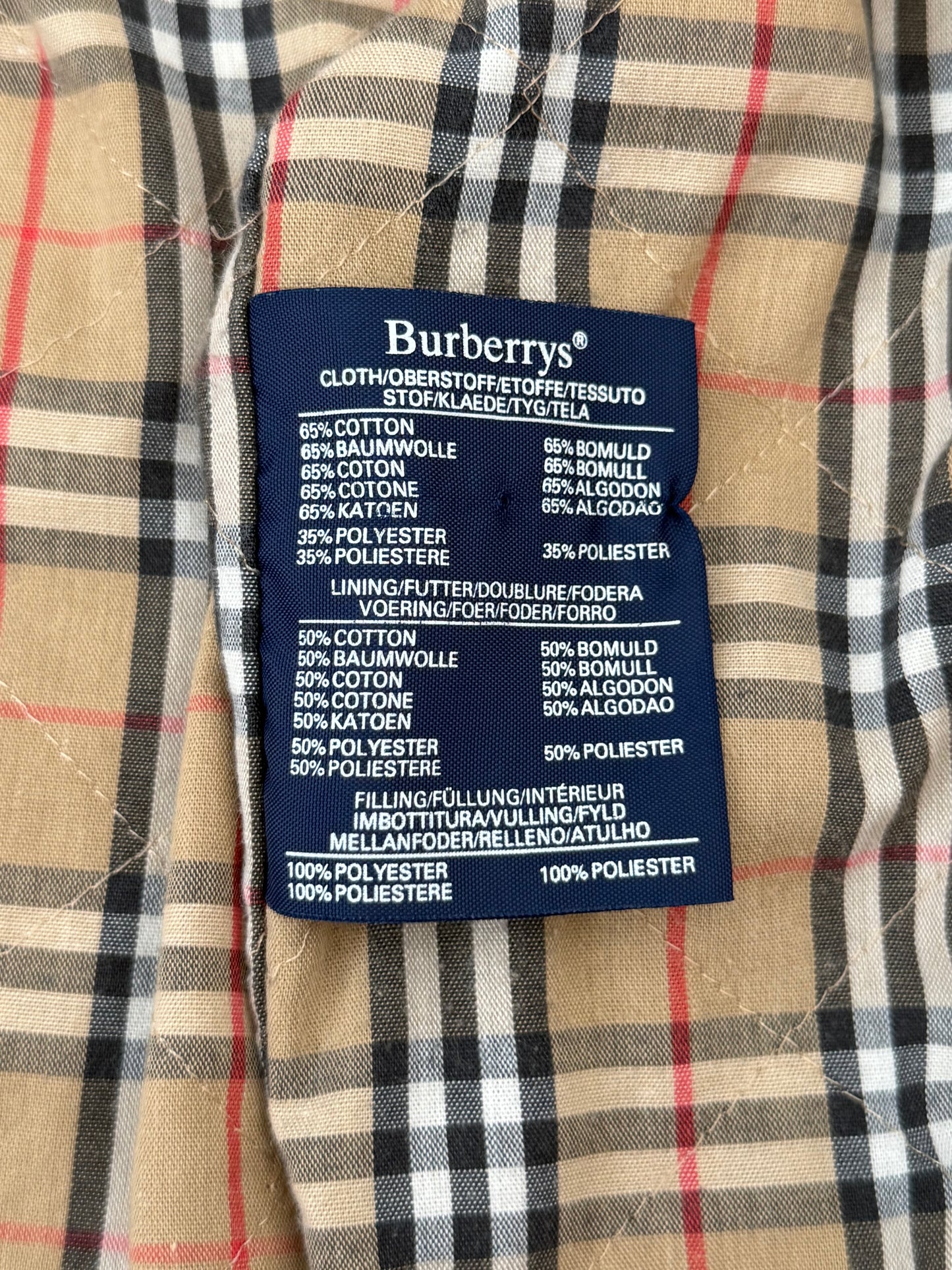 Authentic 1990s Burberry Nova Check Full Zip Coat Beige X-Large