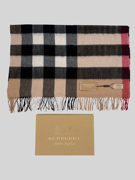 Vintage Brand New With Tags Burberry Nova Check Large Blanket Beige 196cm x 29cm