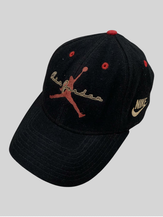 Rare 1990s Nike Air Jordan Embroidered Emblem Baseball Cap BlackAdults One Size