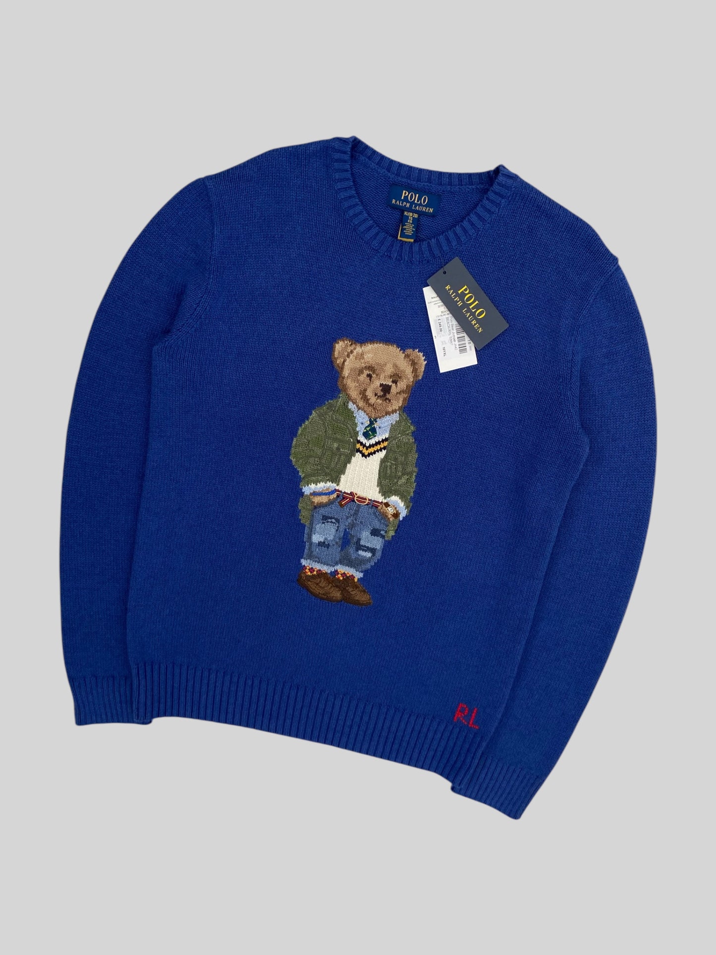 BNWT Authentic Polo Ralph Lauren Bear Knitted Jumper Blue XL (18-20) £249RRP