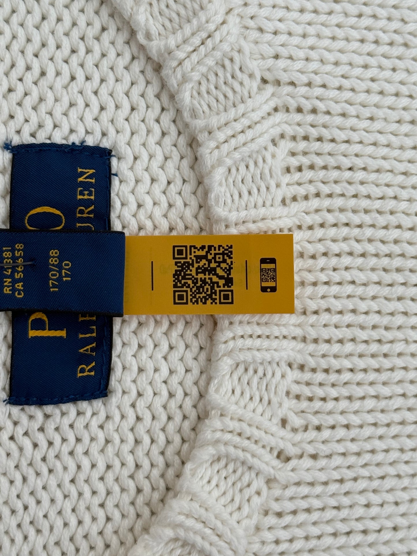 Authentic Polo Ralph Lauren USA Knitted Pullover Jumper White XL £185RRP QR scan