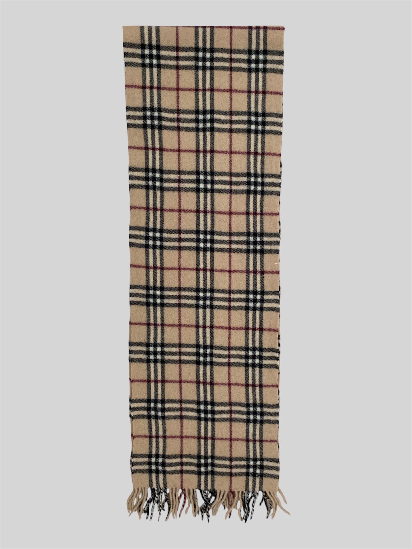 Vintage Burberry Nova Checkered 100% Lambswool Scarf Beige