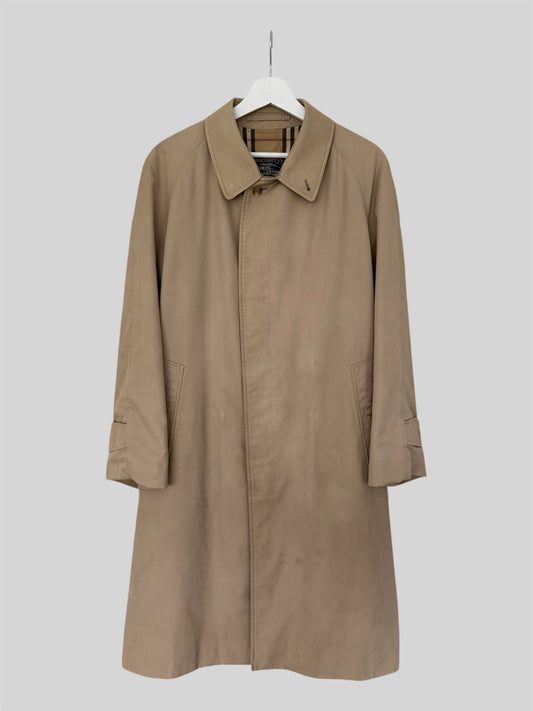 Vintage Burberry Men’s Regular Fit Mid Length Mac Trench Coat Beige Size Large
