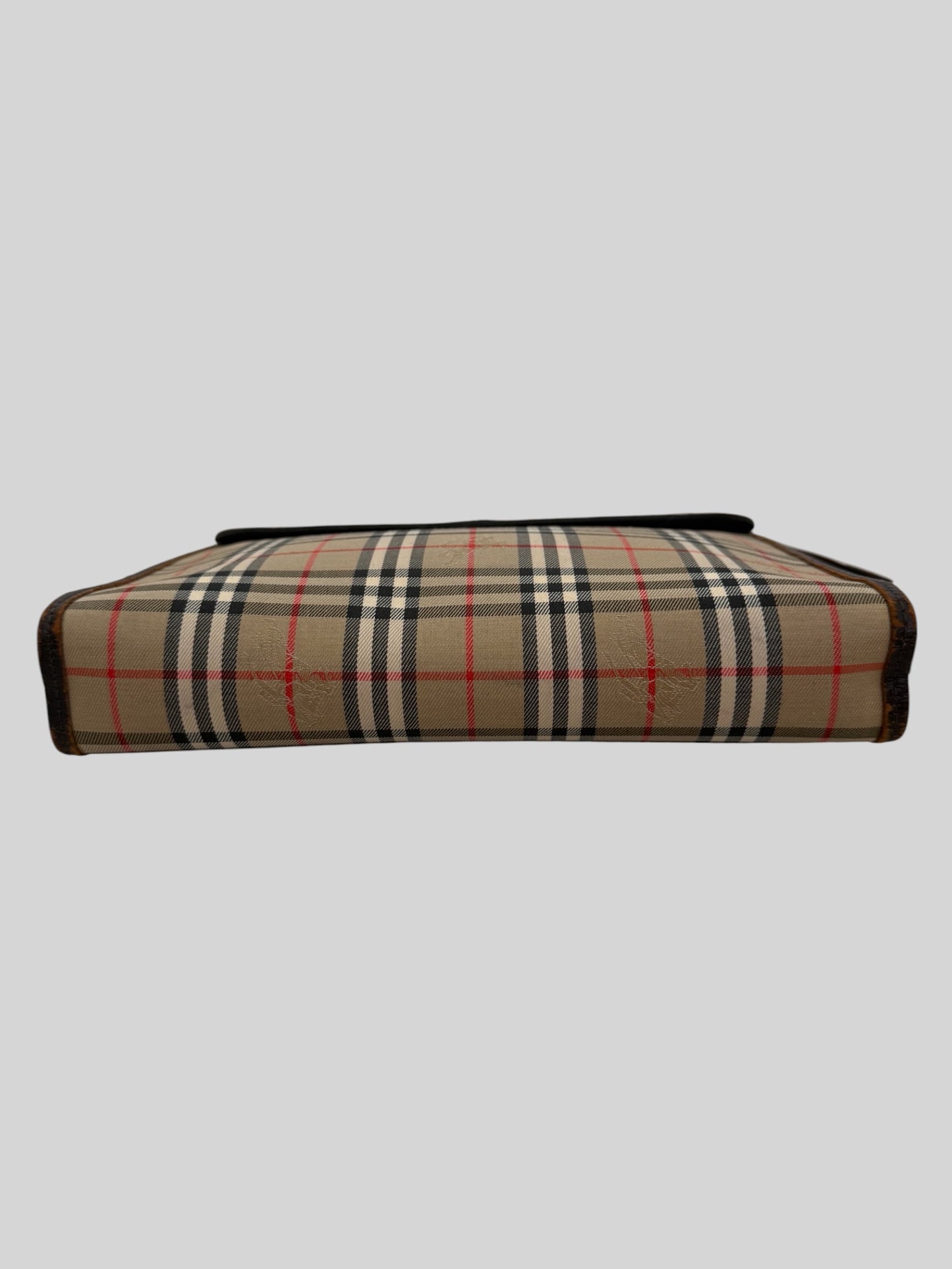 Vintage 1990s Burberry Nova Check Women’s Small Black Leather Clutch Bag