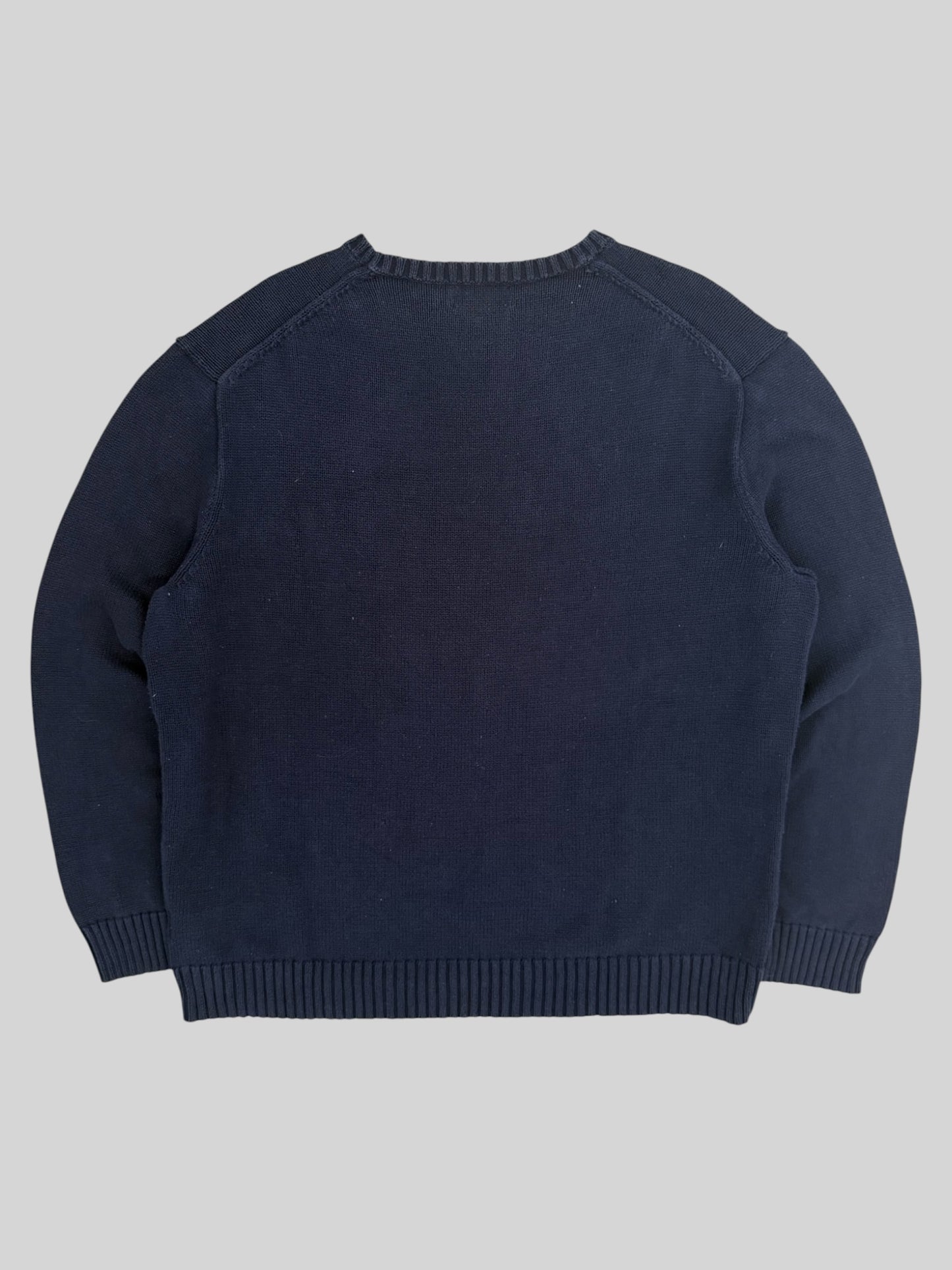Authentic Polo Ralph Lauren Spellout Knitted Jumper Navy X-Large