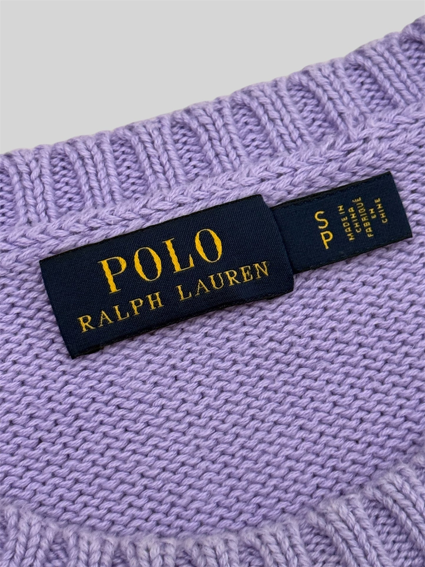 Authentic Polo Ralph Lauren Initial Spellout Knitted Pullover Jumper Lilac Small