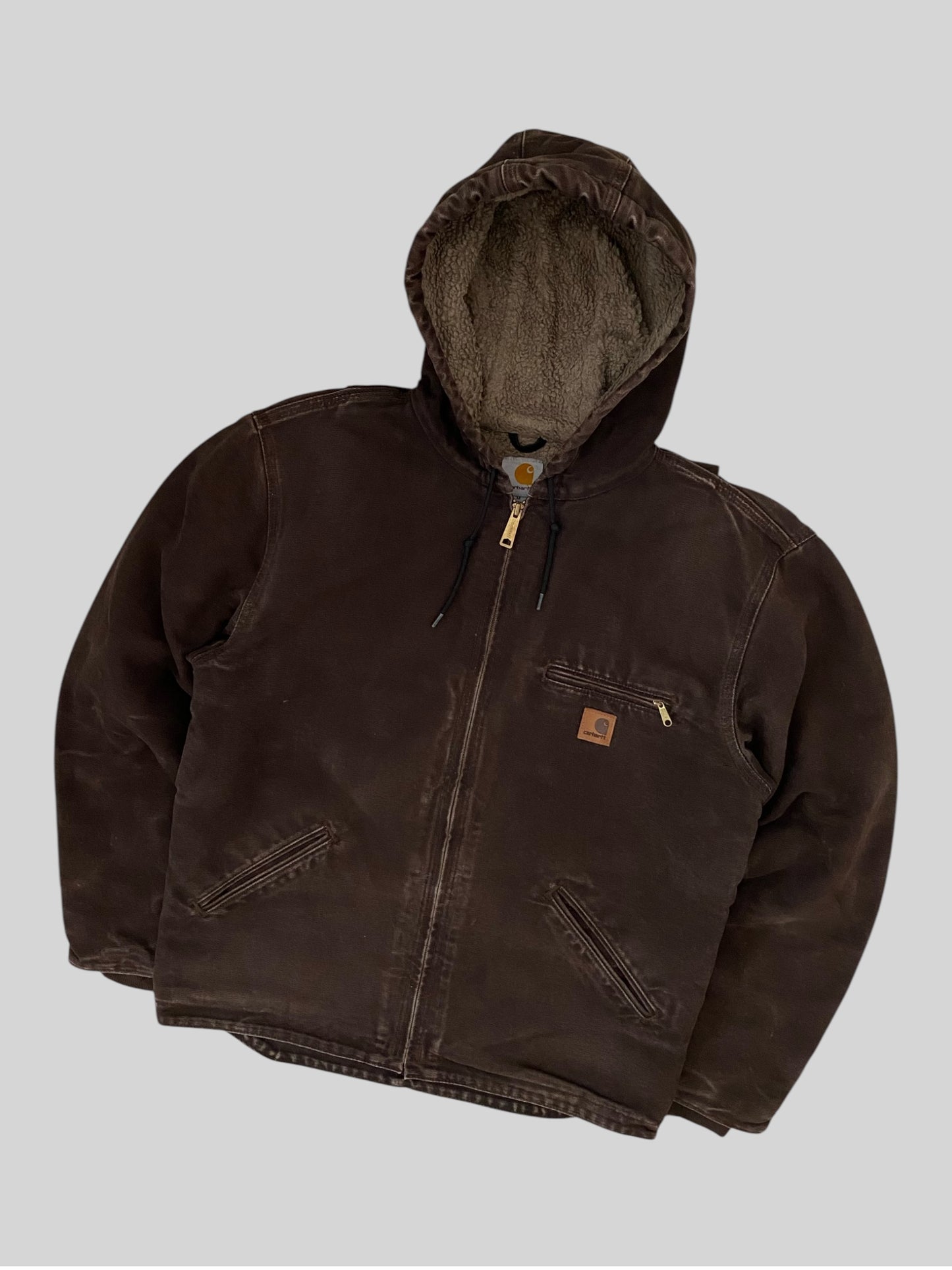 Vintage Carhartt Sherpa Lined Detroit Jacket J141 DKB Brown Medium