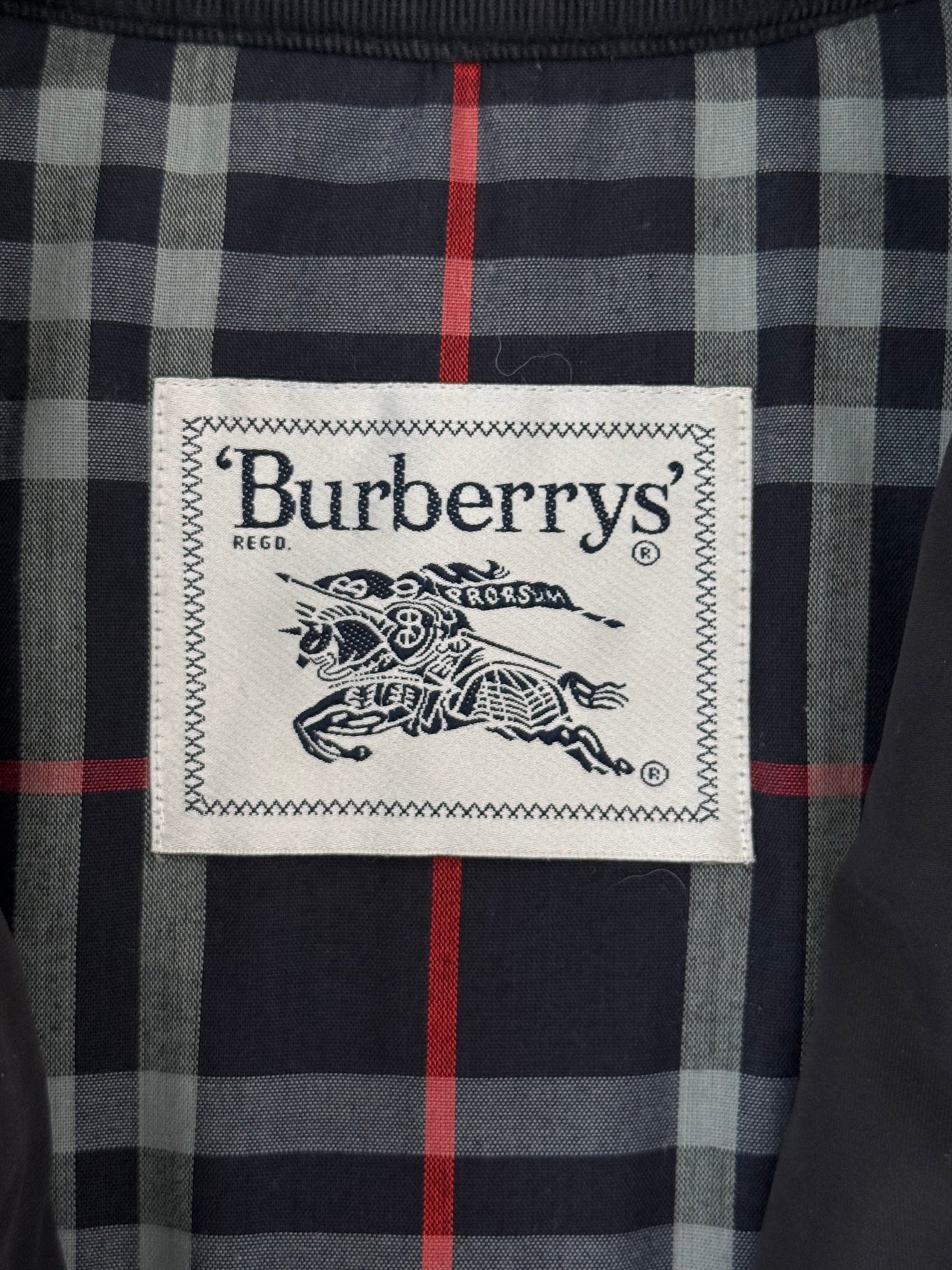 Vintage Burberry 1990s Men’s Button Up Quilted Nylon Jacket Black 38” Medium