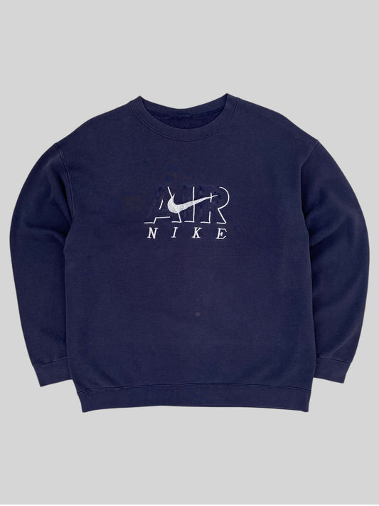 Vintage Nike Air Embroidered Spellout Pullover Sweatshirt Navy Medium