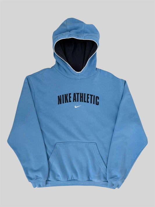 Vintage 2000s Nike Athletic Spellout Pullover Hoodie Light Blue Medium