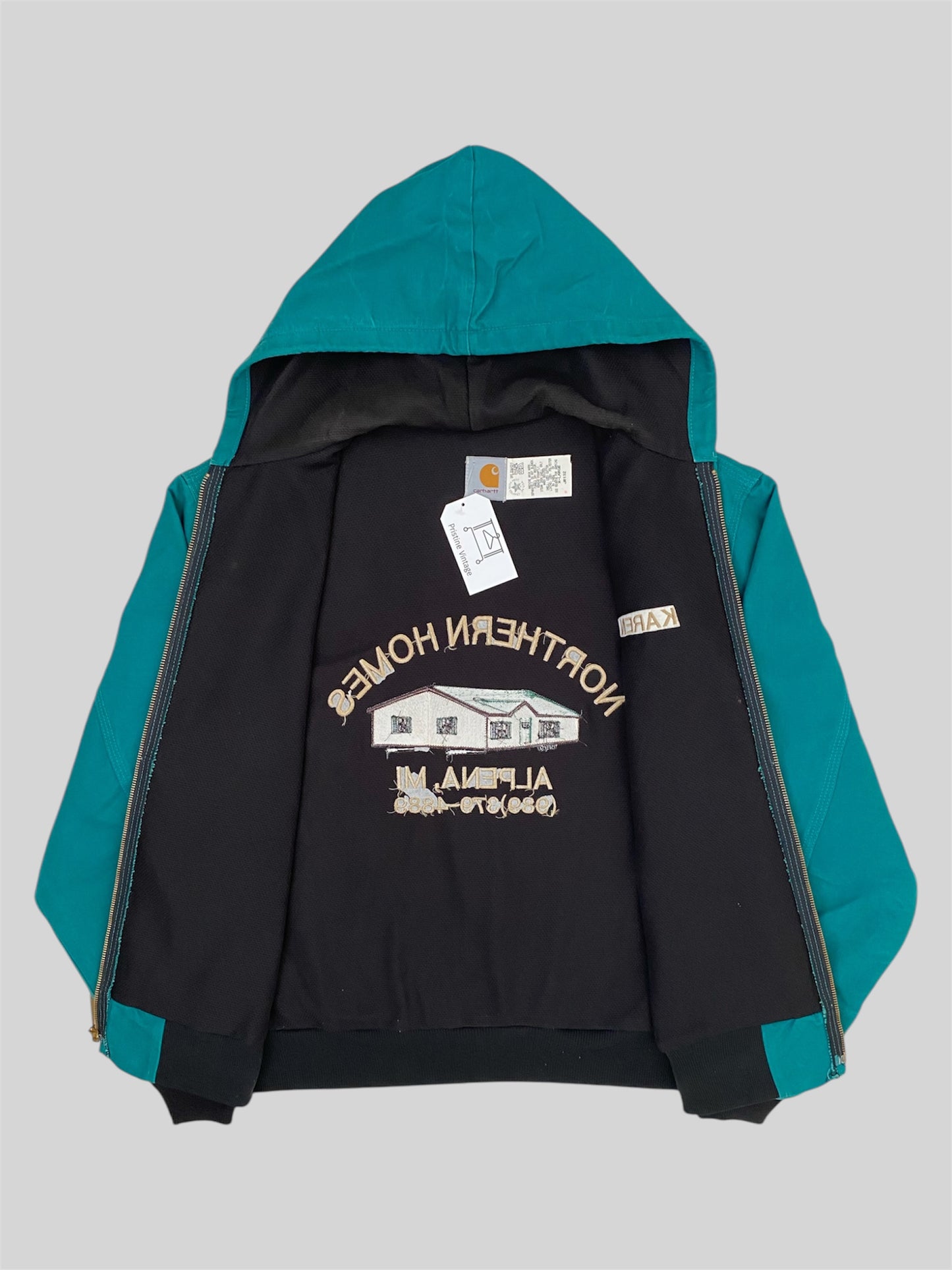 Vintage Carhartt 1997 Thin Lined Embroidered Active Jacket JR132 Green X-Large