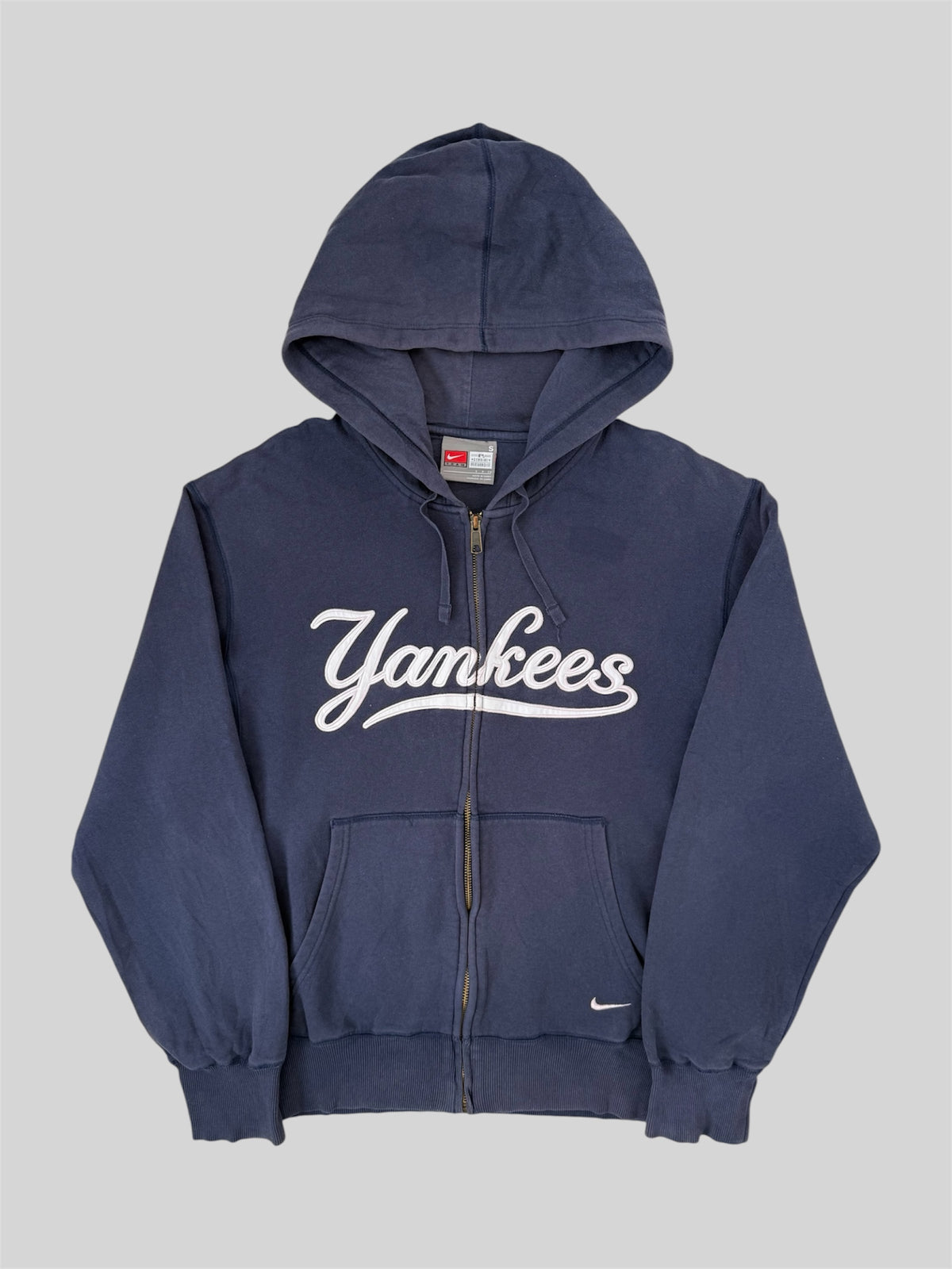 Vintage Nike Team 2000s Major League Baseball Yankees Full Zip Hoodie Navy Small