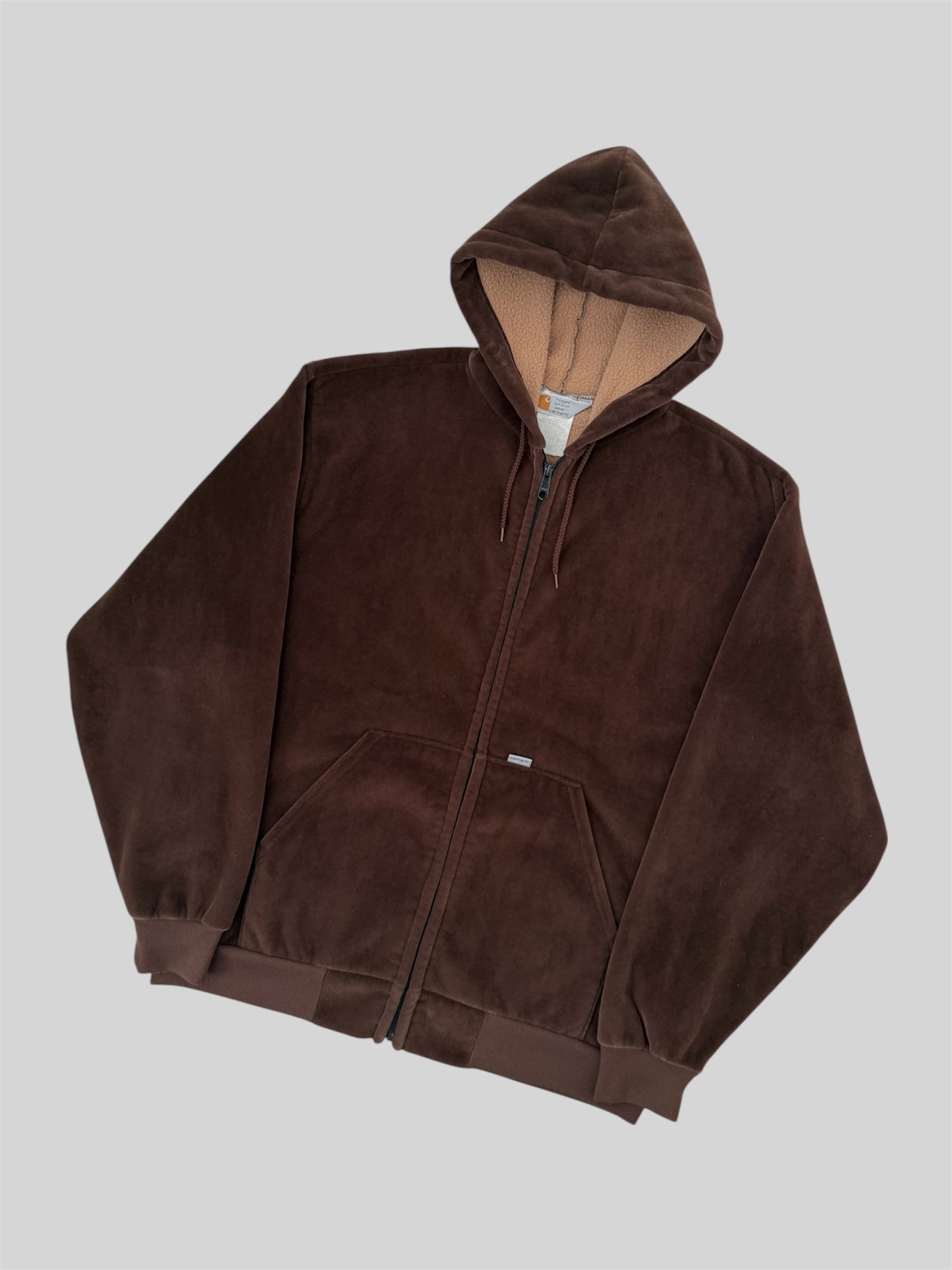 Vintage Carhartt 1994 Fleece Lined Full Zip Hoodie Brown X-Large Made In USA