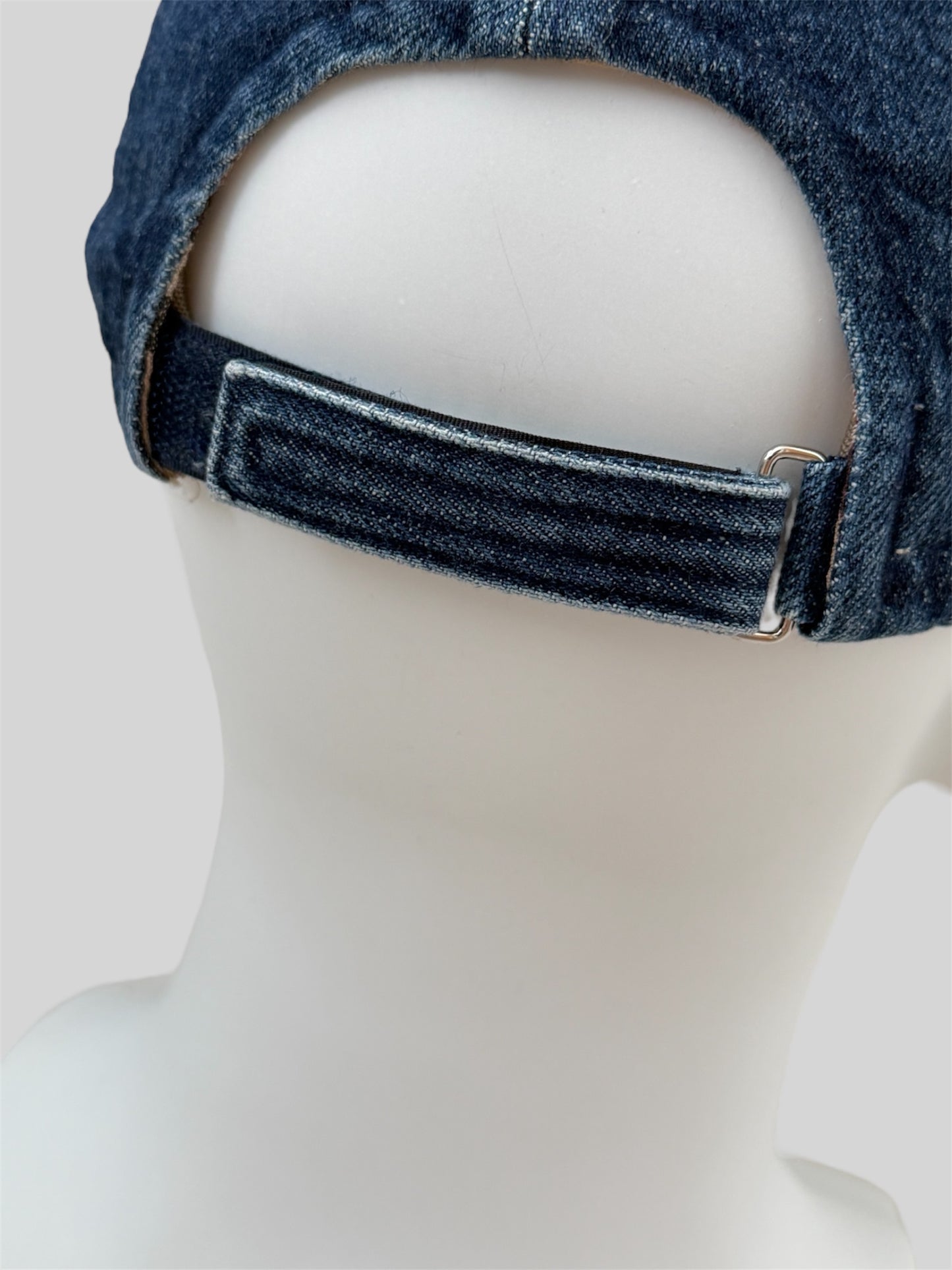 Vintage Burberry 2000s Nova Check Denim Adjustable Baseball Cap Blue One Size