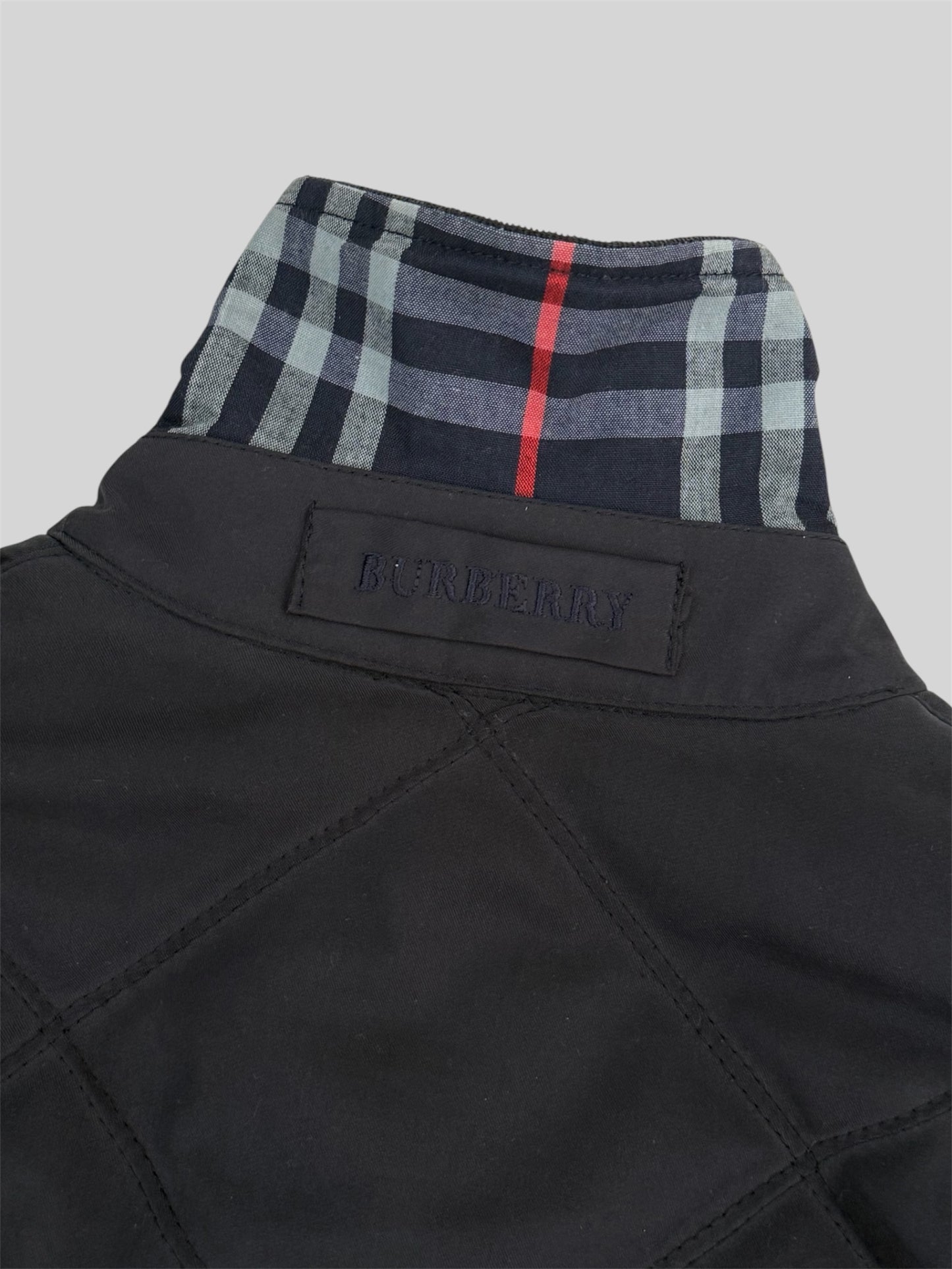 Vintage Burberry 1990s Men’s Button Up Quilted Nylon Jacket Black 38” Medium