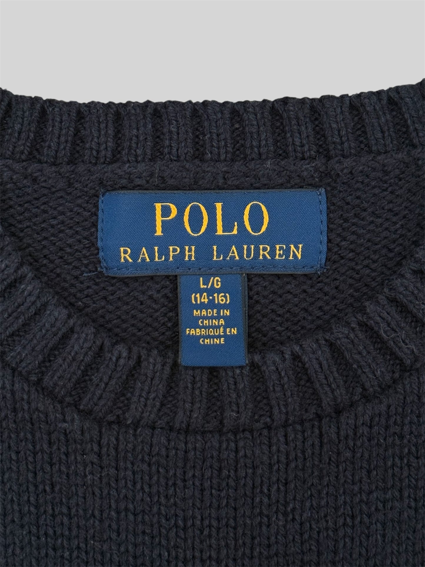Authentic Polo Ralph Lauren Teddy Bear Knitted Pullover Jumper Navy L (14-16)