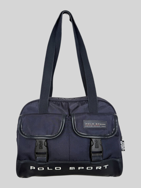 Vintage 1990s Polo Sport Ralph Lauren Small Shoulder Nylon Bag Navy Blue