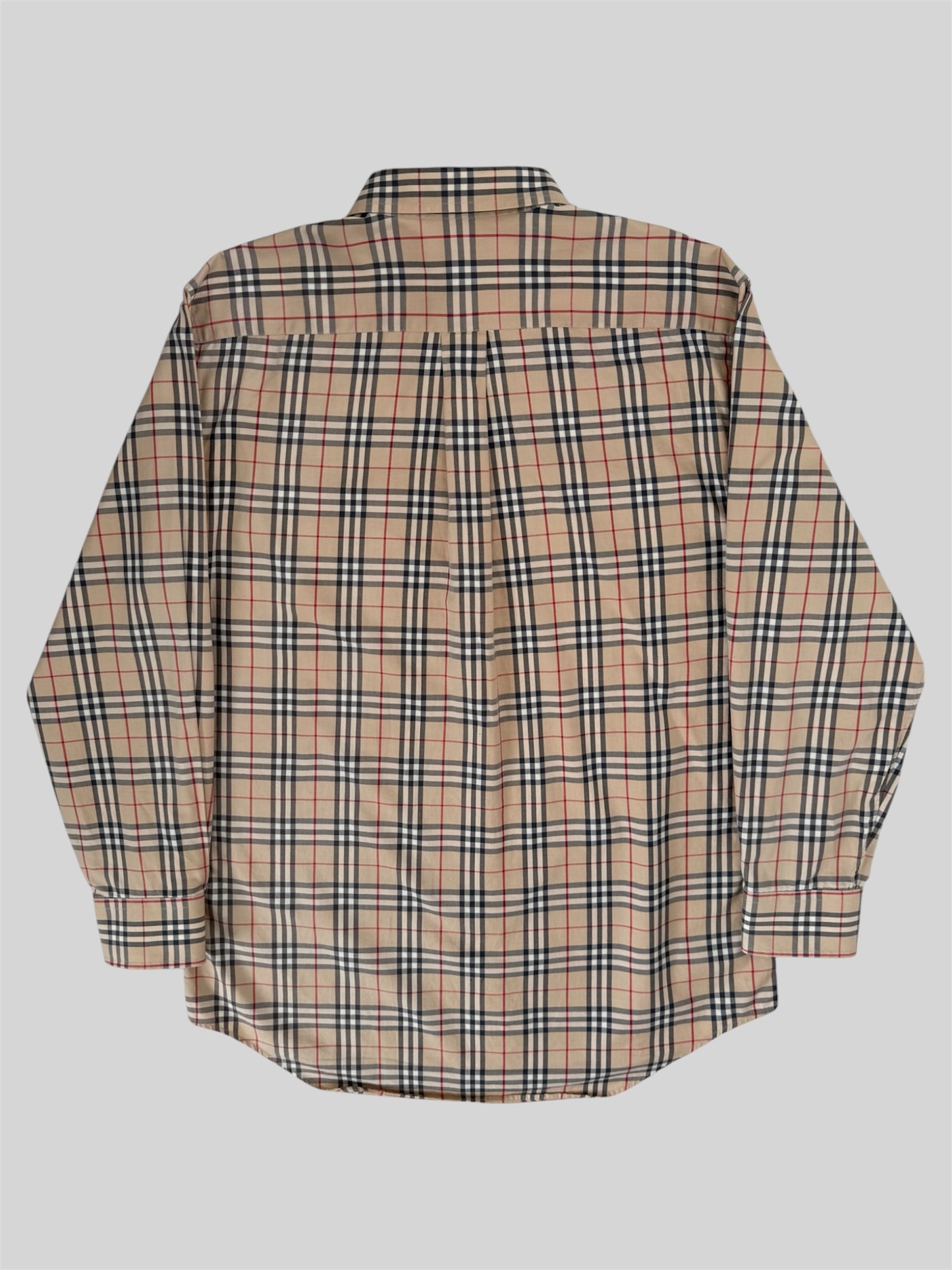 Vintage Burberry 2000s Nova Check Long Sleeve Button Up Shirt Beige Medium