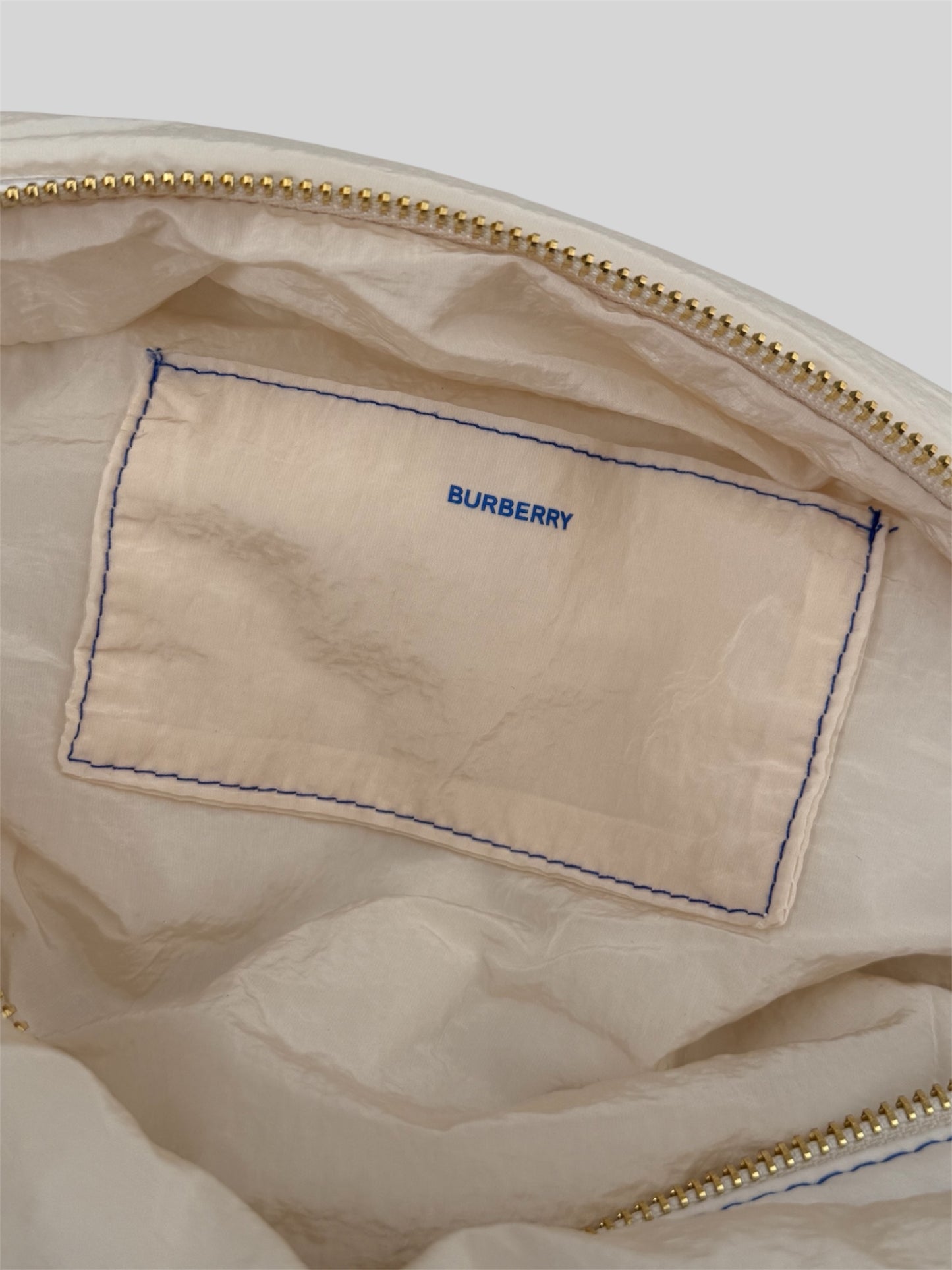 Brand New And Sealed Burberry Embroidered Small Makeup Travel Pouch Bag Cream